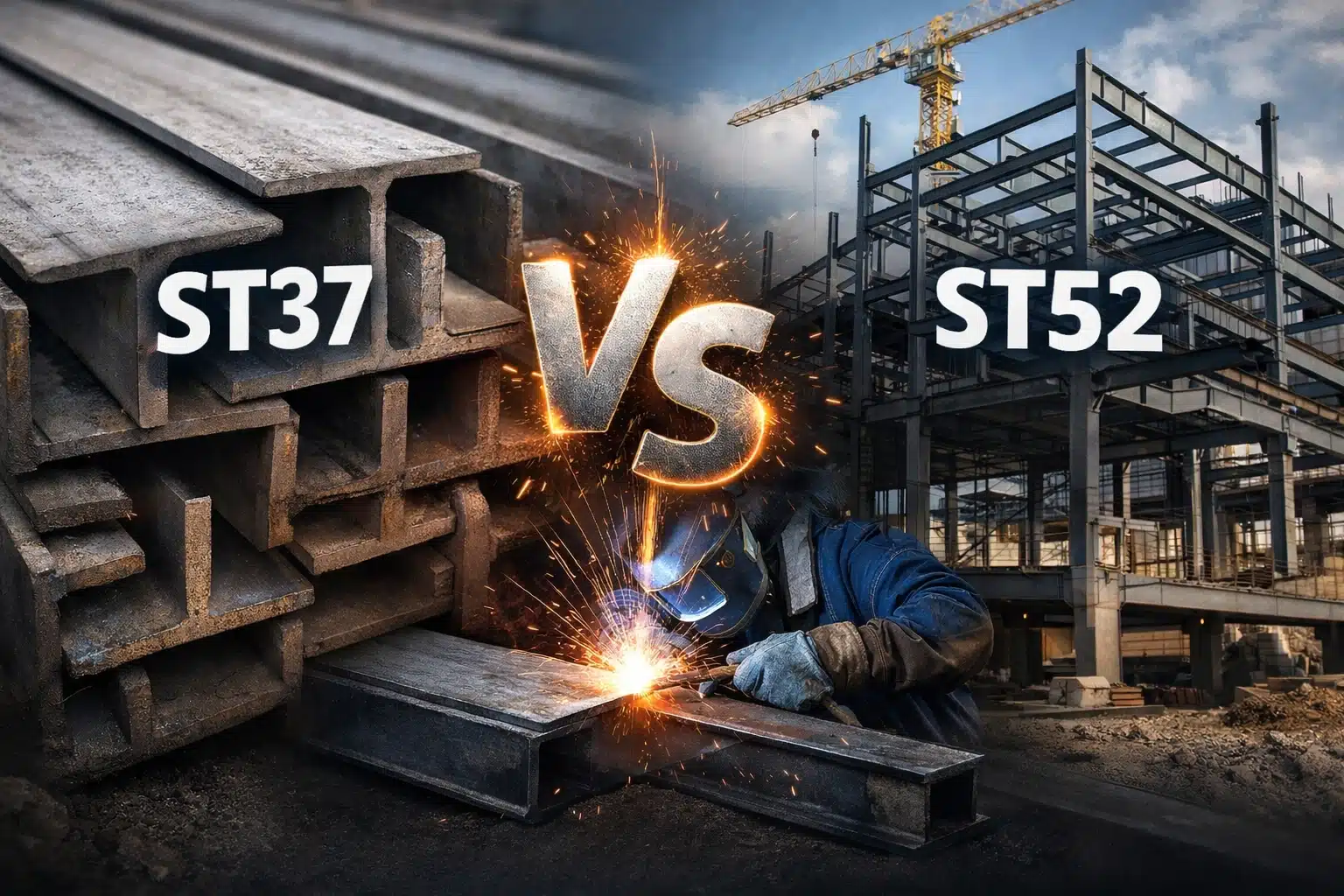تفاوت فولادهای ST37 و ST52 در سازه: مقاومت، جوشپذیری و کاربردها 1 مقایسه ST37 و ST52